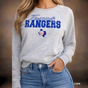 Texas Rangers Crewneck Sweatshirt Women’s Small Gray MLB Graphic Pullover Vintag